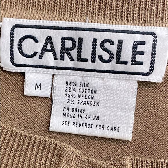 Vintage Carlisle Tan Brown Silk Cotton Blend Light Sweater M - Picture 5 of 11